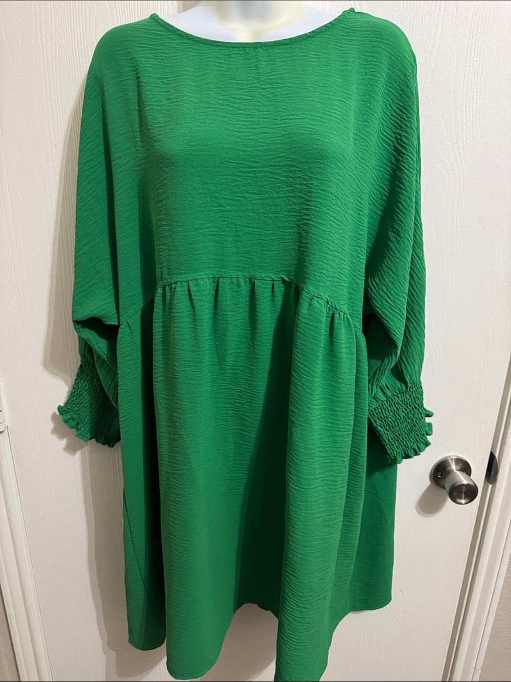 Dokotoo Tunic Dress Flowy Soft Babydoll Empire Waist Crew Neck Smocked Cuff XL - Picture 10 of 10